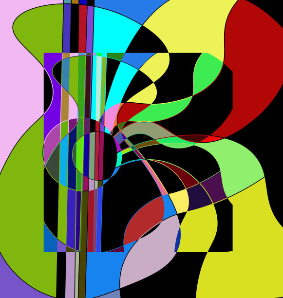 抽象色彩的吉他形象和线条图片下载