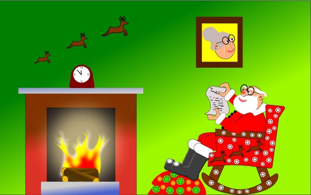 圣诞老人坐在摇椅上图片下载