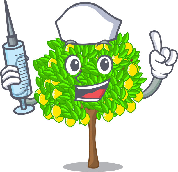 与吉祥物隔离的柠檬树护士图片下载