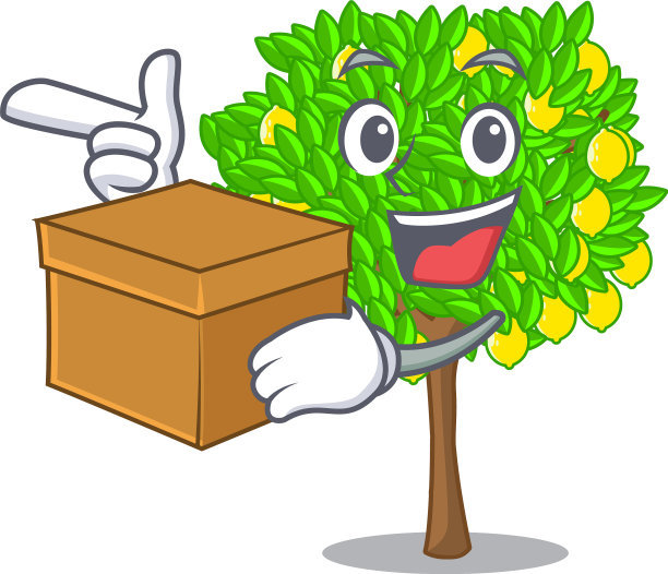 用盒子把柠檬树与吉祥物隔离开来图片下载