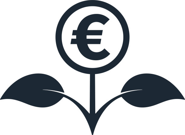 花在黑色与欧元符号图片下载