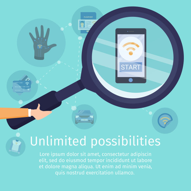 NFC技术平面方形海报模板图片下载