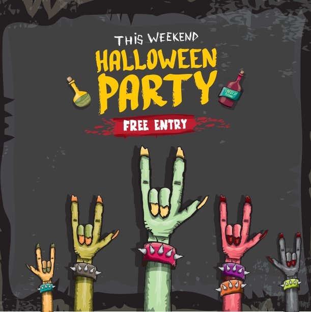 万圣节摇滚僵尸背景图片下载