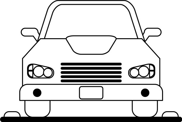 汽车车辆在停车区前视图黑色和图片下载