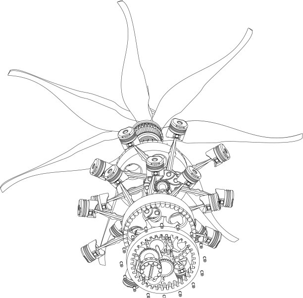解体后的径向发动机上有一个白色图片下载