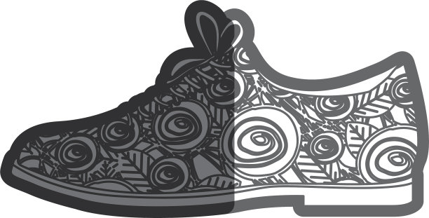 灰色厚轮廓男鞋与花图片下载