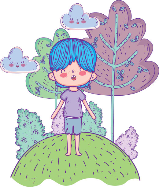 风景里可爱的小男孩图片下载