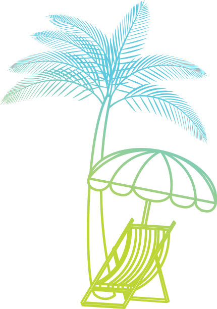 棕榈树，沙滩椅和伞图片下载