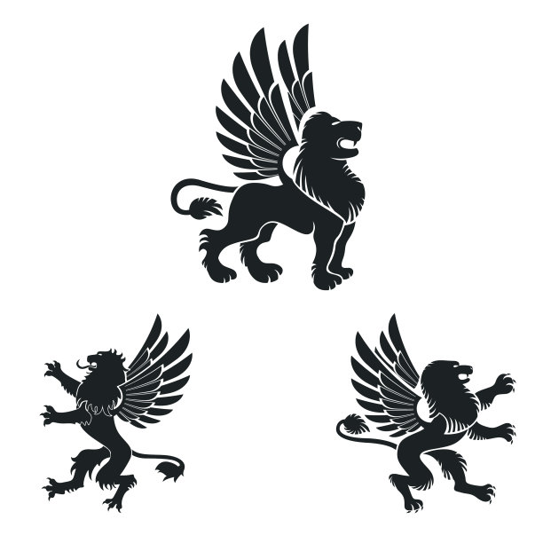 翼狮古标志元素设置纹章图片下载