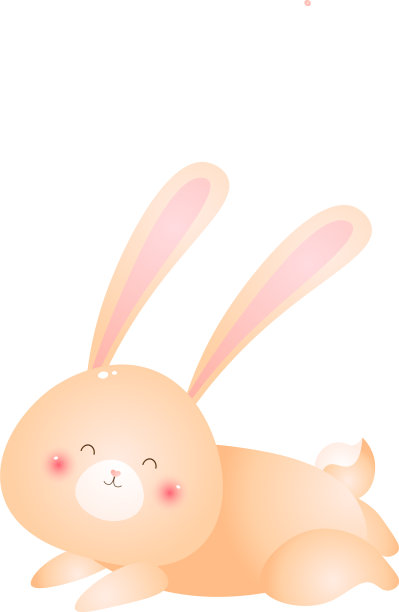 可爱的兔子躺在他的肚子孤立的白色图片下载