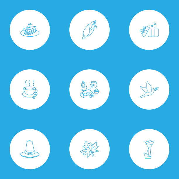 感恩节图标系列风格设置与枫叶图片下载