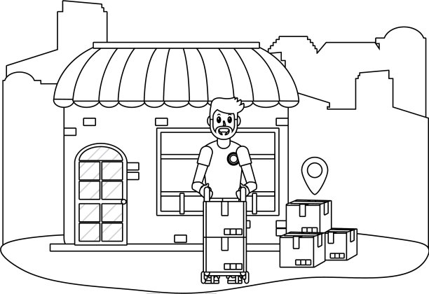 和送货员一起去商店图片下载