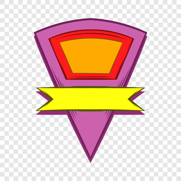 带有黄色丝带图标的彩色三角旗图片下载