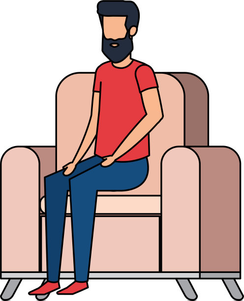 男人坐在沙发客厅图片下载