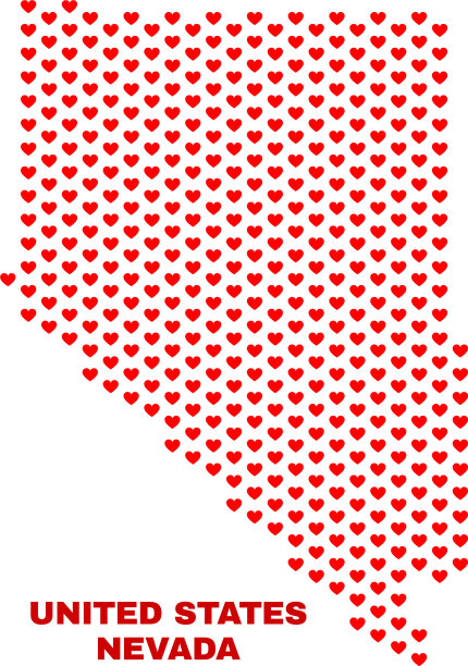 内华达州地图-心的马赛克心图片下载
