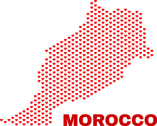 摩洛哥地图-马赛克的可爱的心图片下载