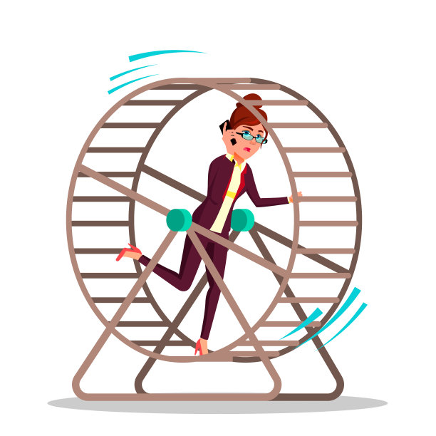 女商人在老鼠轮里跑步图片下载