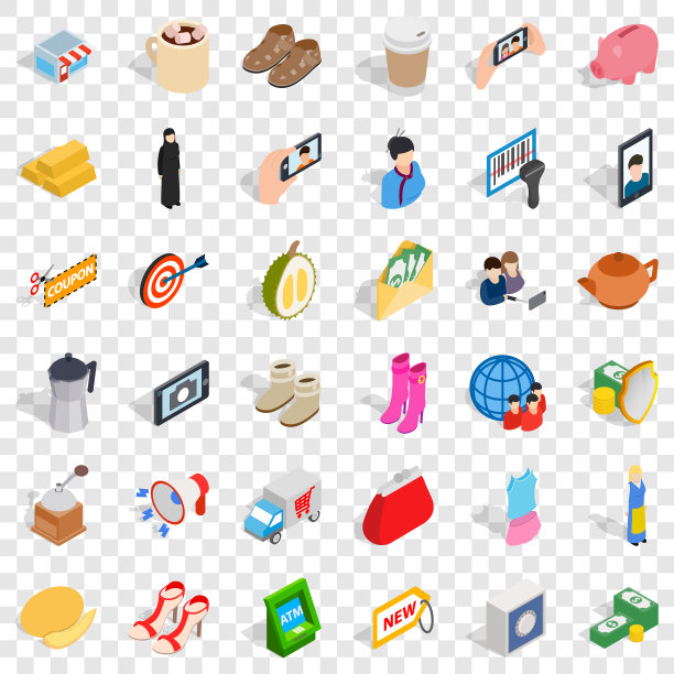 女性图标设置等距风格图片下载