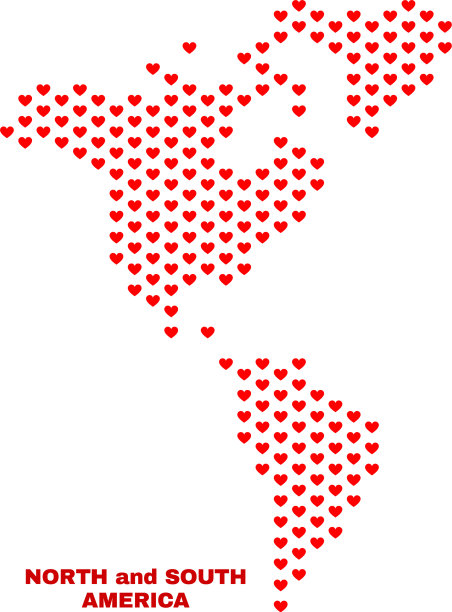 南美和北美地图-爱的马赛克图片下载