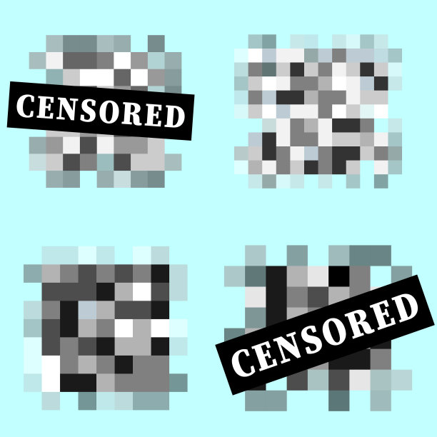 一组像素审查标志黑色审查条图片下载