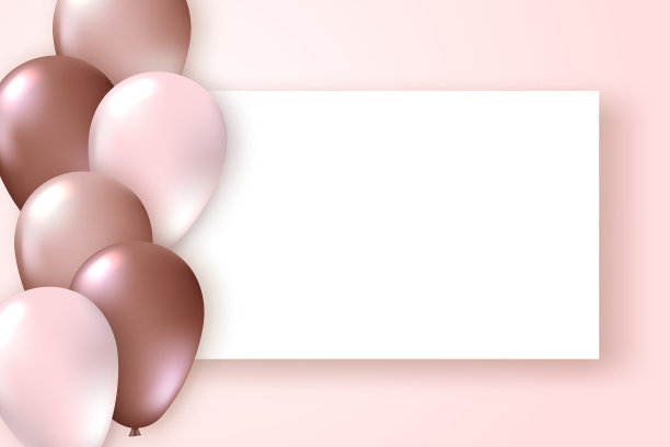 卡片与现实的气球和纸横幅图片下载