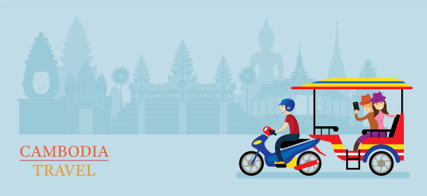 柬埔寨嘟嘟车服务旅游地标图片下载