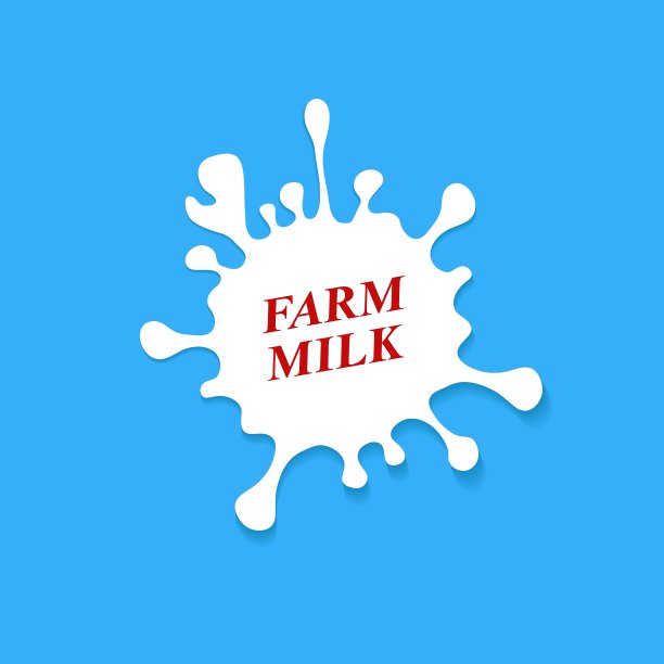 牛奶标签设置喷溅形状设计图片下载