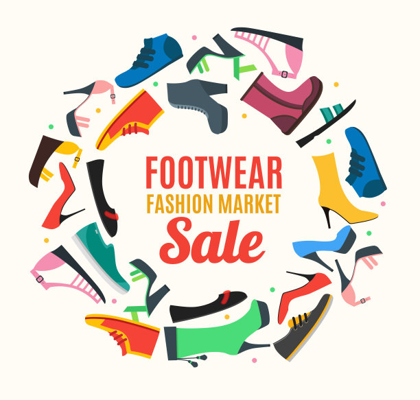 平底彩色女鞋旗帜卡图片下载