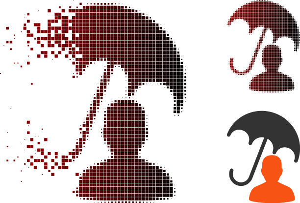 破碎像素半色调病人护理伞图标图片下载