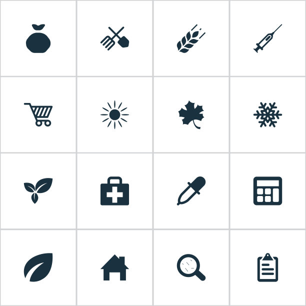 一组简单的收获图标图片下载