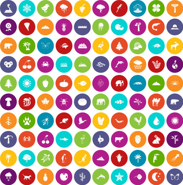 100个自然图标设置颜色图片下载