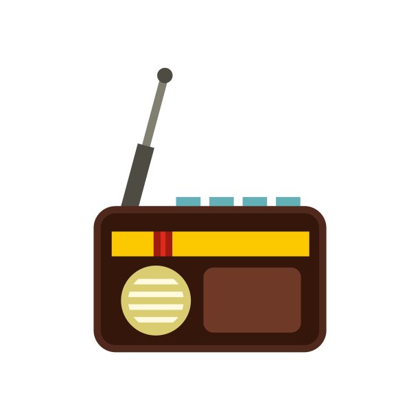 复古收音机图标平面风格图片下载