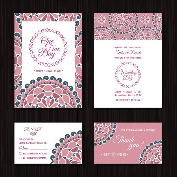 保存日期回帖卡片婚礼请柬珊瑚图片下载