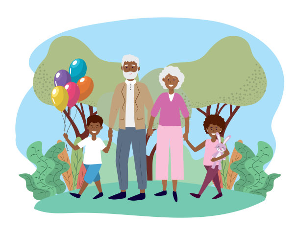 可爱的祖父母和他们快乐的孩子图片下载