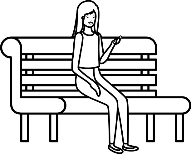 女商人坐在公园的椅子上图片下载