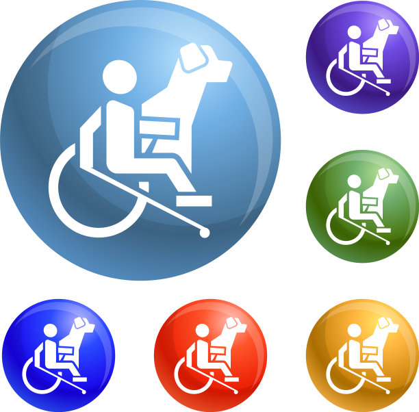 轮椅人狗向导图标设置图片下载