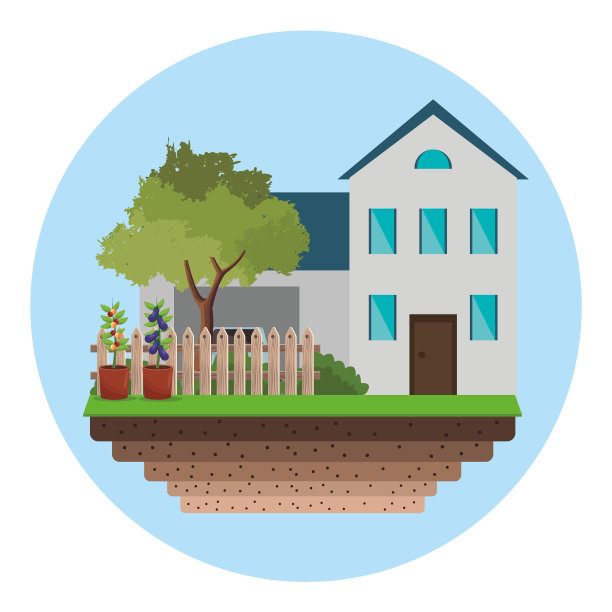 房子有篱笆，有树，有花园图片下载