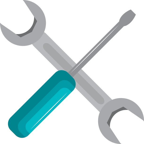 扳手和螺丝刀隔离图标图片下载
