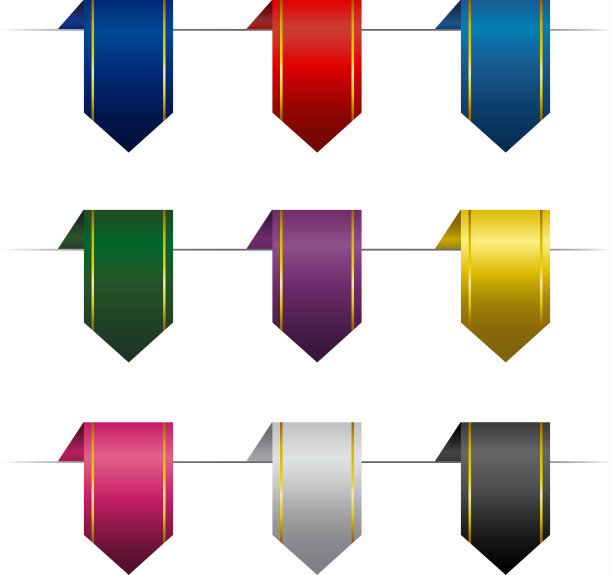 一套彩色的垂直丝带图片下载