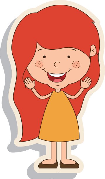 剪影女孩红发与服装和阴影图片下载