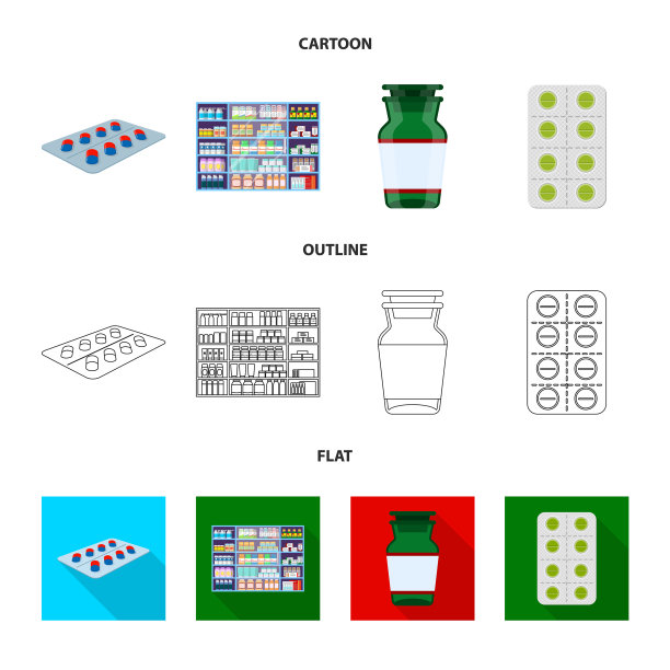 设计零售和医疗保健符号集图片下载