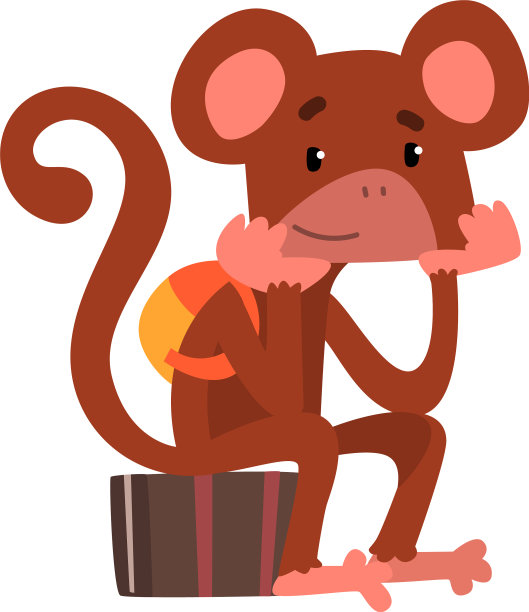 有趣的猴子坐在手提箱可爱的动物图片下载