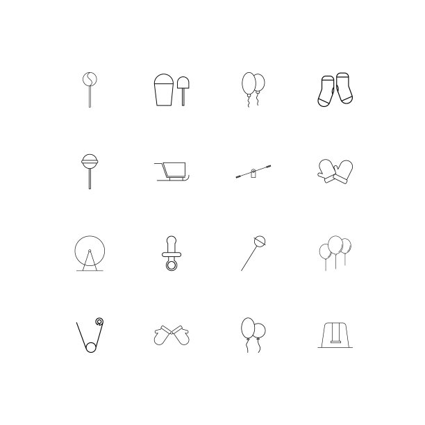 婴儿小孩和新生儿简单的线性图标集图片下载