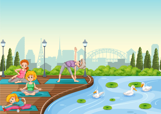 在公园里练瑜伽图片下载