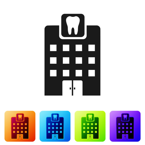 黑色牙科诊所图标孤立在白色上图片下载