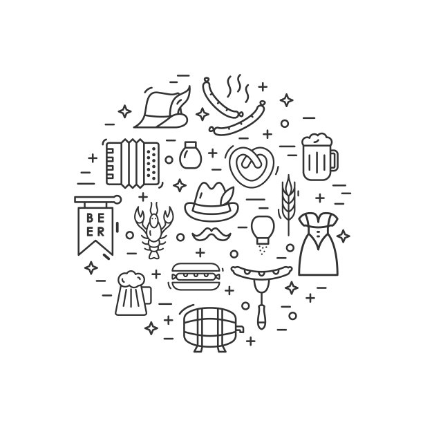 慕尼黑啤酒节在线条风格包括图片下载