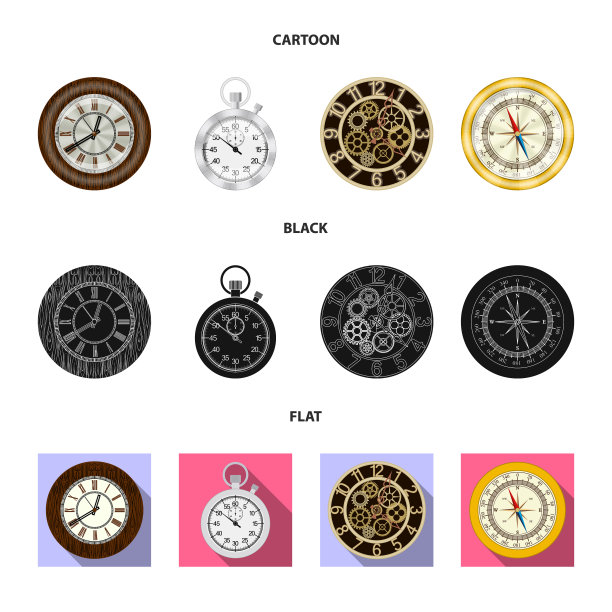 时钟和时间符号收集的设计图片下载