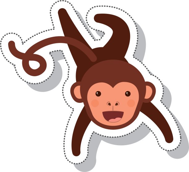 有趣的猴子孤立图标图片下载