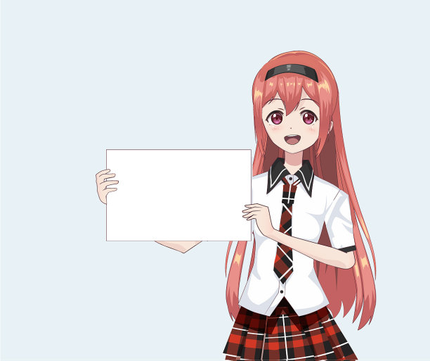 日本亚洲妇女举着白色的大招牌图片下载