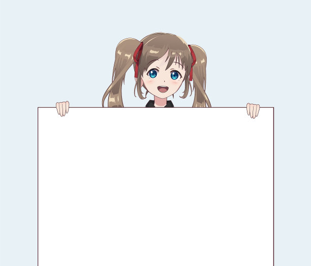 日本亚洲妇女举着白色的大招牌图片下载